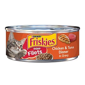 Purina Friskies Gravy Wet Cat Food, Prime Filets Chicken & Tuna Dinner in Gravy - (24) 5.5 oz. Cans
