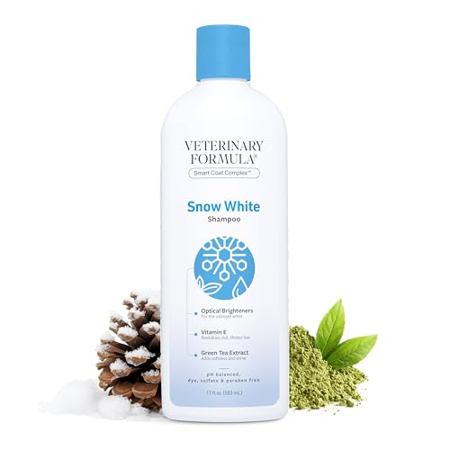 Veterinary Formula Solutions Snow White Shampoo for Dogs and Cats â€“ Safely Remove Stains Without Bleach or Peroxide â€“Gently Cleanses, Deodorizes and Brightens White Coat â€“ Fresh Scent (17oz)