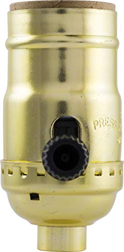 GE 3-Way Lamp Socket, Medium Base, Turn for Low-Medium-High Light Settings, For Floor and Table Lamps, DIY Project, UL Listed, Brushed Gold, 54372