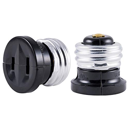 GE Polarized Handy Plug, Convert, Easy-to-Install, UL Listed, Black, 54276, Light Bulb to Outlet Socket Adapter | 2 Pack, 2 Each