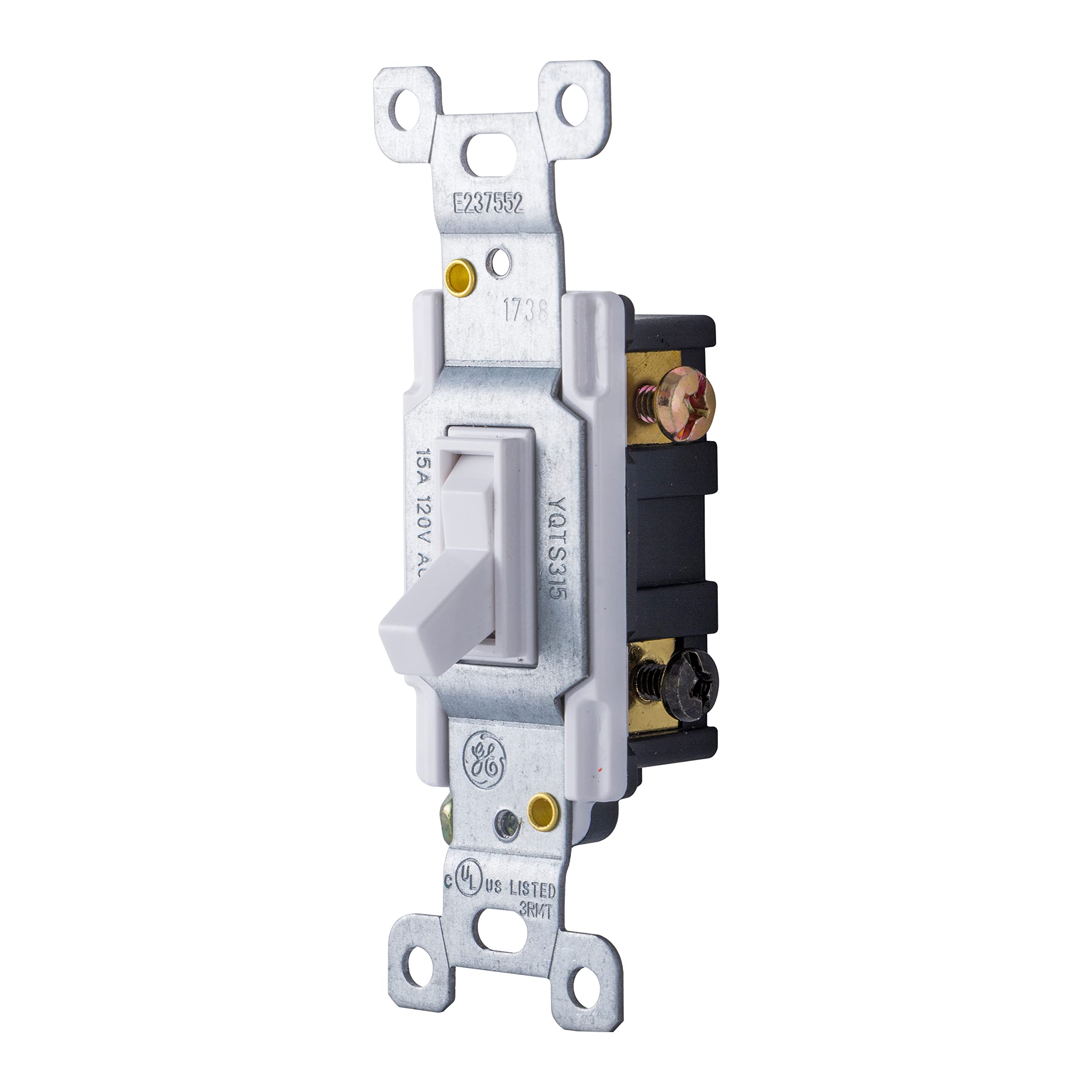 GE home electrical 3-Way Grounding Toggle Switch, In Wall On/Off Fan & Light Switch Replacement, 15 Amp, Great for Home, Office & Kitchen, UL Listed, White, 54172 White 1 Pack 3 Way