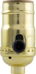 GE 3-Way Lamp Socket, Medium Base, Turn for Low-Medium-High Light Settings, For Floor and Table Lamps, DIY Project, UL Listed, Brushed Gold, 54372