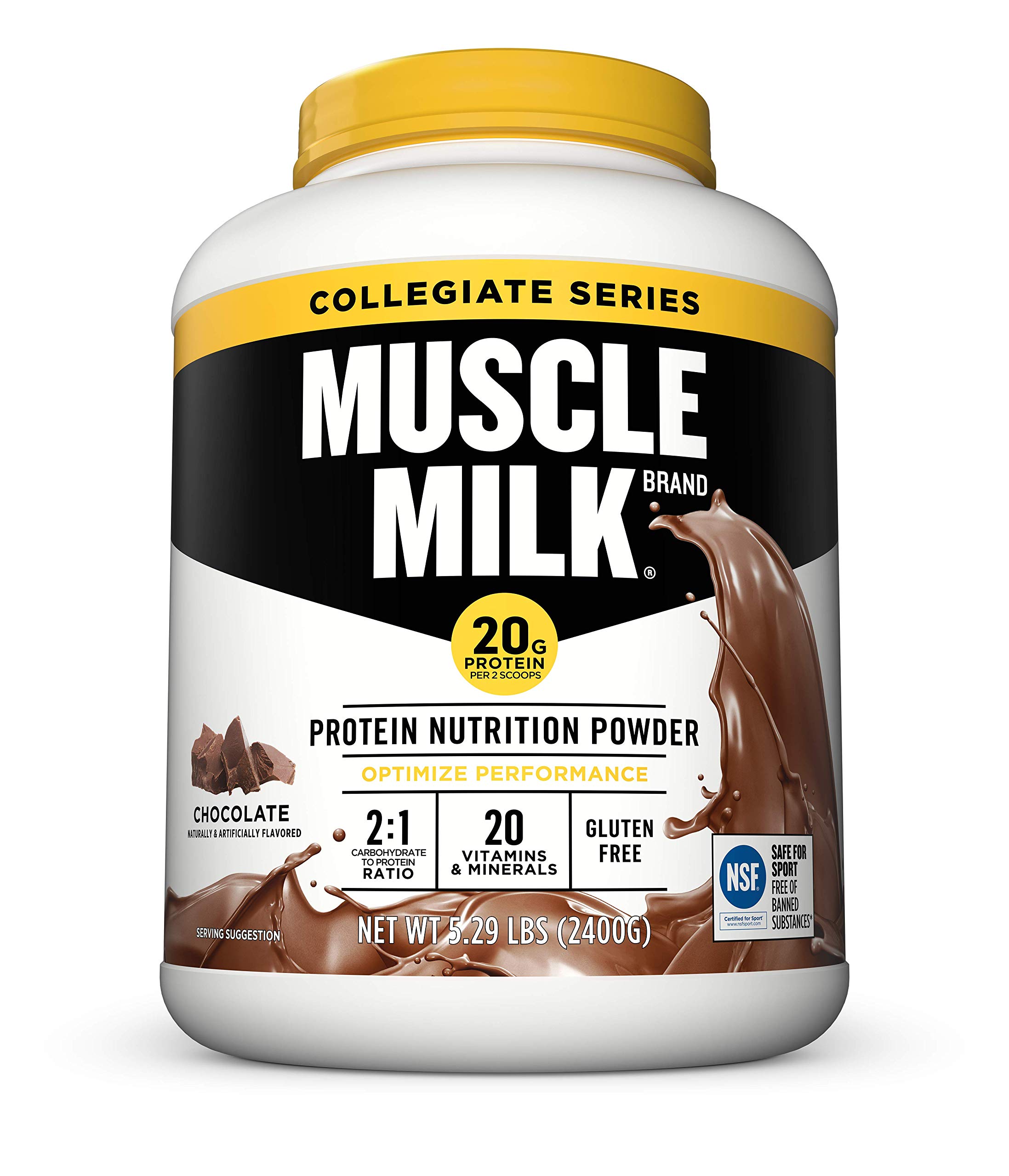 Book Cover Muscle Milk Collegiate Protein Powder, Chocolate, 20g Protein, 5.29 Pound ( Pack May Vary )