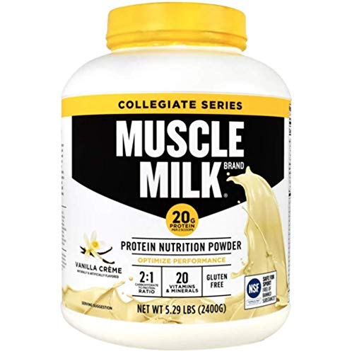 Book Cover Muscle Milk Collegiate Protein Powder, Vanilla 'N CrÃ¨me, 20g Protein, 5.29 Pound