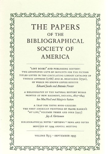 THE PAPERS OF THE BIBLIOGRAPHICAL SOCIETY OF AMERICA VOL. 89:3, September 1995
