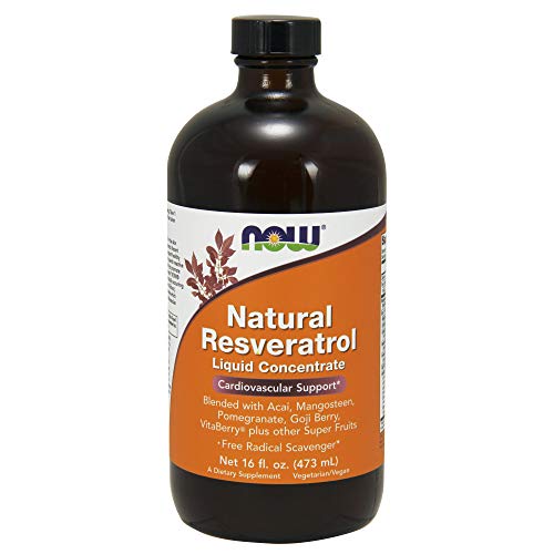 NOW Supplements, Natural Resveratrol, with Acai, Mangosteen, Pomegranate, Goji Berry, VitaBerry® & other Super Fruits, 16-Ounce Liquid Concentrate