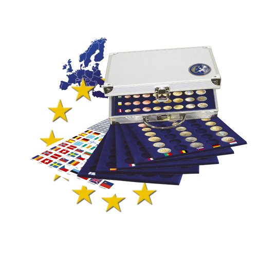 Alu-MÃ¼nzkoffer fÃ¼r alle Euro-SÃ¤tze in Kapseln