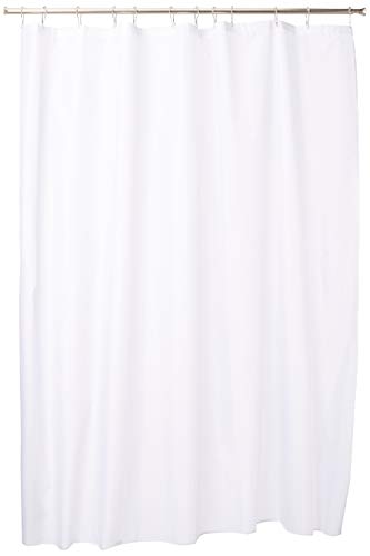 InterDesign 96-Inch Fabric Waterproof Extra Long Shower Curtain Liner, White