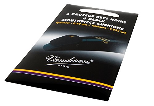 Vandoren VMCX6 Mouthpiece Cushions; Black; Thick; 0.80mm/.032"; Pack of 6