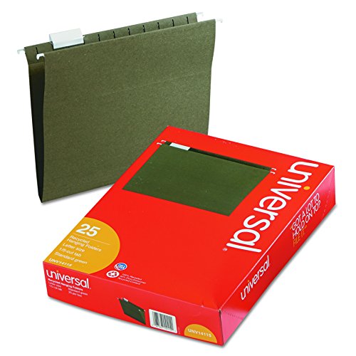 Book Cover Universal 14115 Hanging File Folders, 1/5 Tab, 11 Point Stock, Letter, Standard Green (Box of 25)
