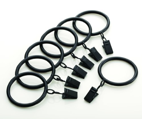 Book Cover Kenney A58720754 Classic Clip Rings for Rods up to 1-Inch Diameter, Black, 7-Pack