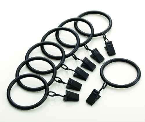 Kenney A58720754 Classic Clip Rings for Rods up to 1-Inch Diameter, Black, 7-Pack