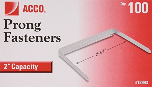 Book Cover ACCO Brands 2 Inch Capacity Prong Fastener Bases, 2-3/4 Inch Centers, 100 Bases/Box (A7012993H)