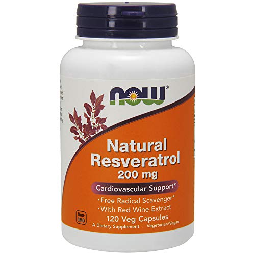 Book Cover NOW Supplements, Natural Resveratrol 200 mg with Red Wine Extract, 120 Veg Capsules
