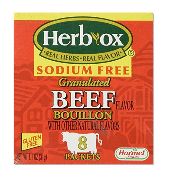 Book Cover Herb-Ox Bouillon Packets Beef Instant Broth & Seasoning Sodium Free 1.1 oz Box (Gluten Free)