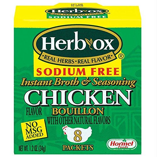 Book Cover Herb-Ox Bouillon Chicken Instant Broth and Seasoning, 1.2 oz, 8 Count (Pack of 1)