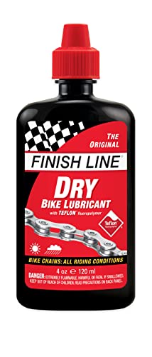 Finish Line DRY Teflon Bicycle Chain Lube, 4-Ounce Drip Squeeze Bottle