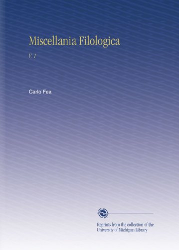 Miscellania Filologica: V. 1 (Italian Edition)