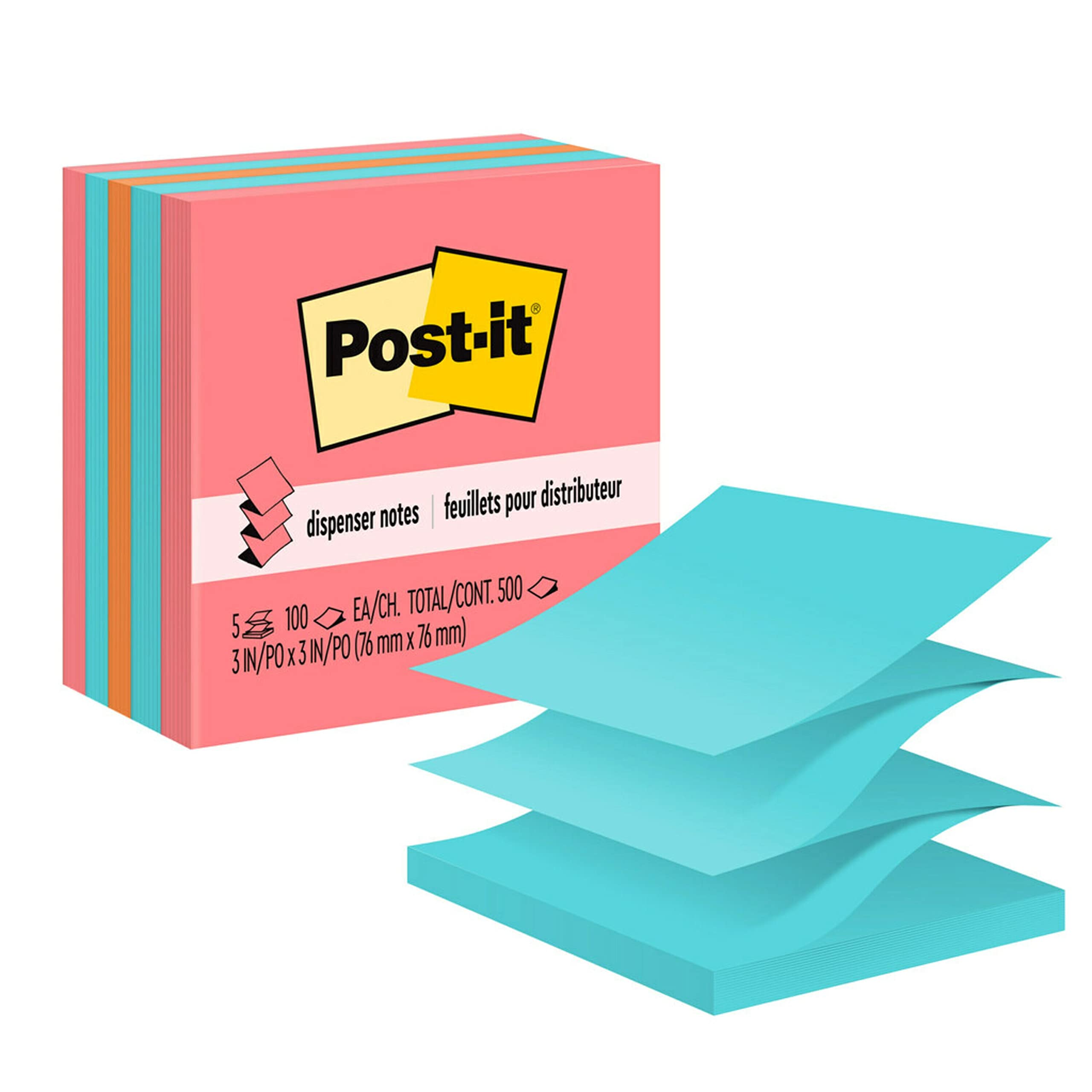 Post-it Pop-up Notes, 3x3 in, 5 Pads, America's #1 Favorite Sticky Notes, Assorted Colors, Clean Removal, Recyclable (3301-5AN)