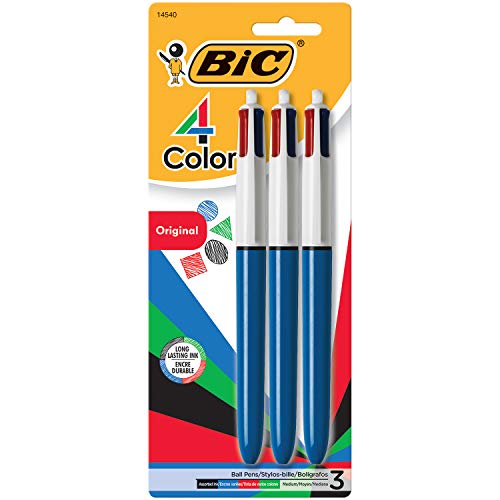 Book Cover BIC 4-Color Ballpoint Pen, Medium Point (1.0mm), Assorted Inks, 3-Count
