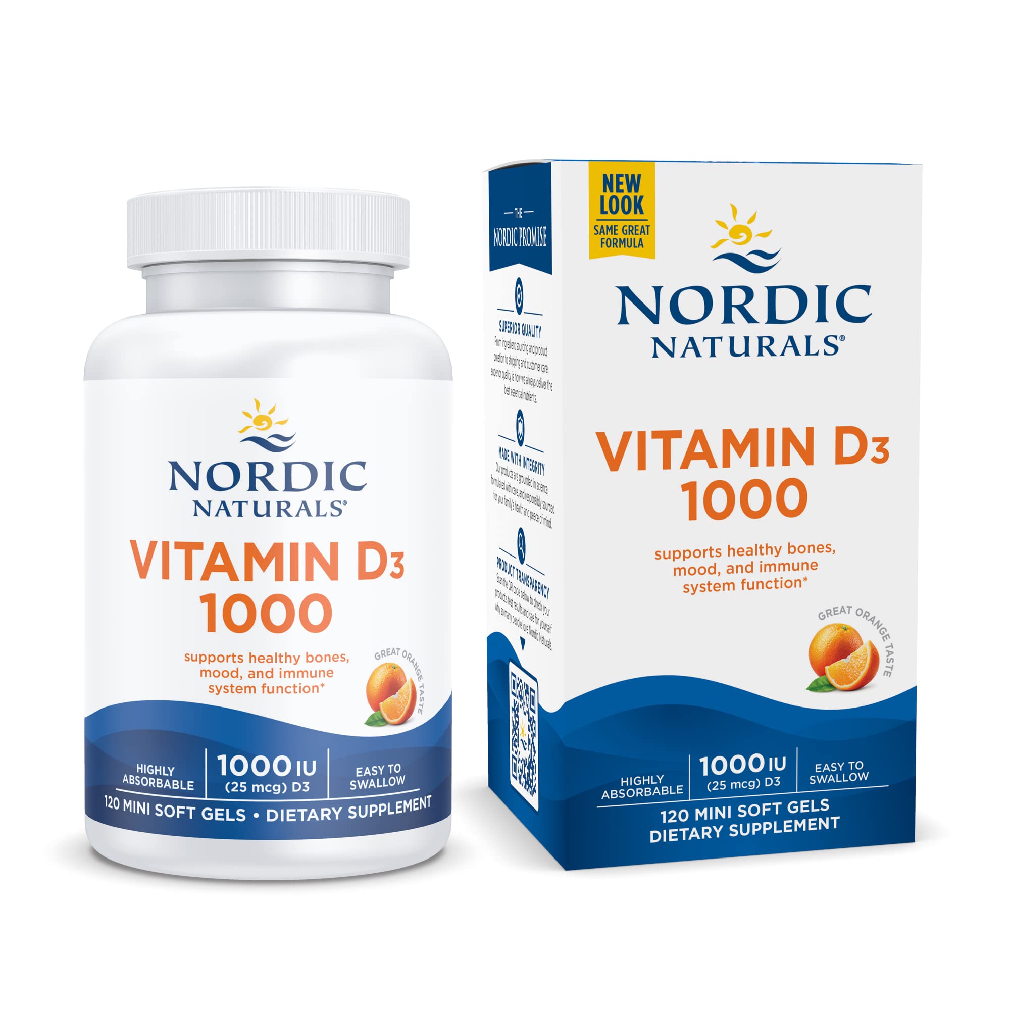 Nordic Naturals Vitamin D3 1000, Orange - 120 Mini Soft Gels - 1000 IU Vitamin D3 - Supports Healthy Bones, Mood & Immune System Function - Non-GMO - 120 Servings 1000 I.U. 120 Count (Pack of 1) Standard Packaging