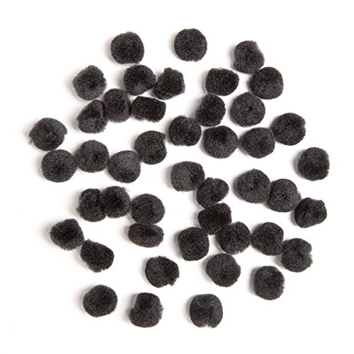Acrylic Pom Poms - Black - .75 inch - 45 pieces