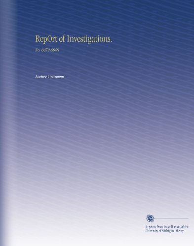 RepOrt of Investigations.: No. 8070-8089