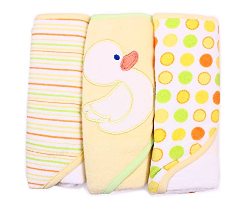 Spasilk Baby 3 Pack Soft Terry Hooded Towel Set for Newborn Boys and Girls