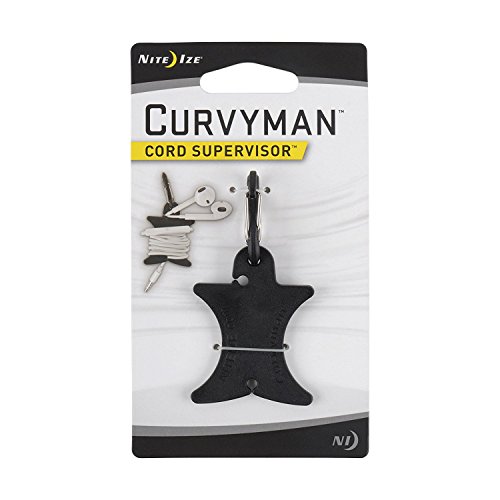 Nite Ize Curvyman Cord Supervisor - Easy Earbud Organizer, Headphone Cord Wrap - Black