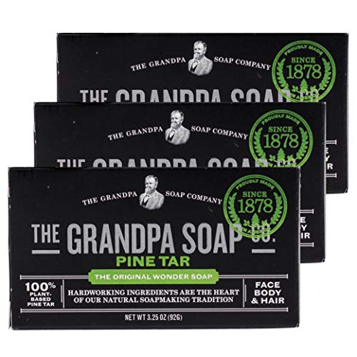 Pine Tar Bar Soap by The Grandpa Soap Company | The Original Wonder Soap | 3-in-1 Cleanser, Deodorizer & Moisturizer | 3.25 Oz. Each â€“ 3 Pack