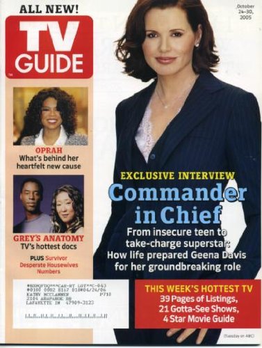 TV Guide October 24, 2005 Geena Davis/Commander In Chief, Oprah, Grey's Anatomy, David Krumholtz/Numbers Interview, Chris Noth/Law & Order Criminal Intent