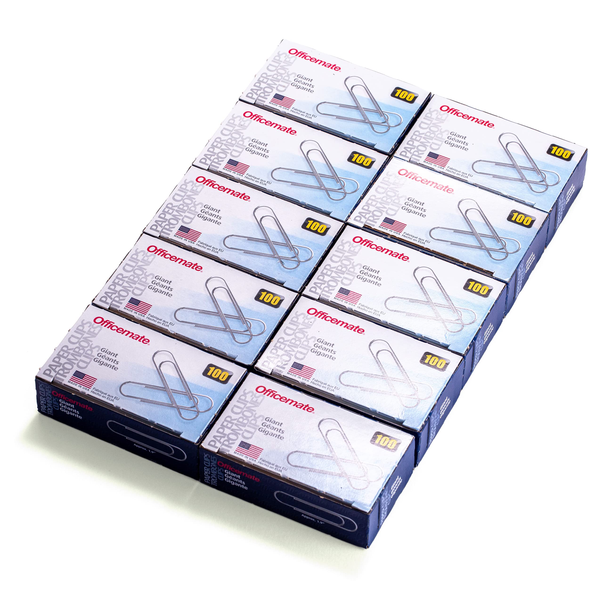 Book Cover Officemate Giant Paper Clips, Pack of 10 Boxes of 100 Clips Each (1,000 Clips Total) (99914)