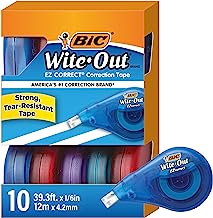 Book Cover BIC Wite-Out Brand EZ Correct Correction Tape, White, 10-Count, Translucent Dispenser Shows How Much Tape is Remaining