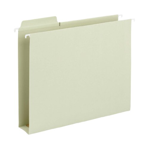 Smead FasTab Hanging Box Bottom File Folder, 2" Expansion, 1/3-Cut Built-in Tab, Letter Size, Moss, 20 per Box (64201)