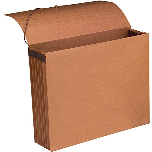 Smead 100% Recycled Expanding File Wallet with Flap and Cord Closure, Reinforced, 5-1/4" Expansion, Letter Size, Redrope, 10 per Box (71198)