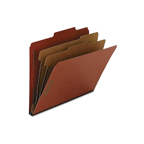 Smead 100% Recycled Pressboard Classification File Folder, 2 Dividers, 2" Expansion, Letter Size, Red, 10 per Box (14024)