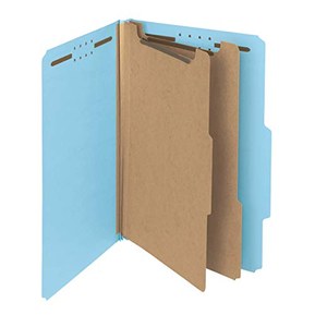 Smead 100% Recycled Pressboard Classification File Folder, 2 Dividers, 2" Expansion, Legal Size, Blue, 10 per Box (19021)