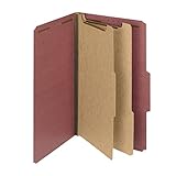 Smead, Value Filing, 100% Recycled Pressboard Classification File Folder, 2 Dividers, 2" Expansion, Legal Size, Red, 10 per Box