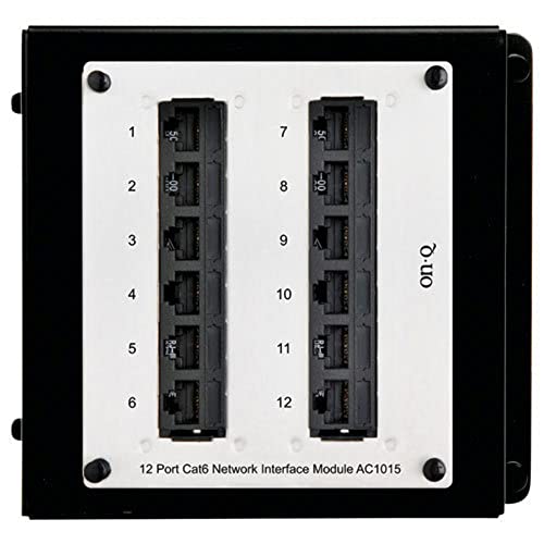 Legrand - OnQ Network Switch for Wireless Modem, Home Network Switch with 12 Port Switch Design, Cat6 Network Interface Module Labeled 1 Through 12, Black and White, AC1015