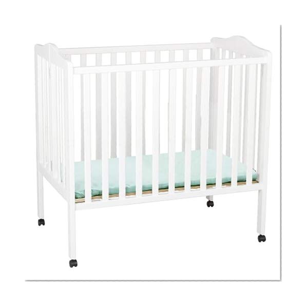 Delta Children Folding Portable Mini Baby Crib with Mattress, White