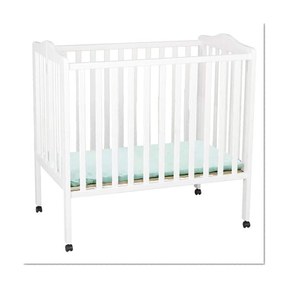 Delta Children Folding Portable Mini Baby Crib with Mattress, White