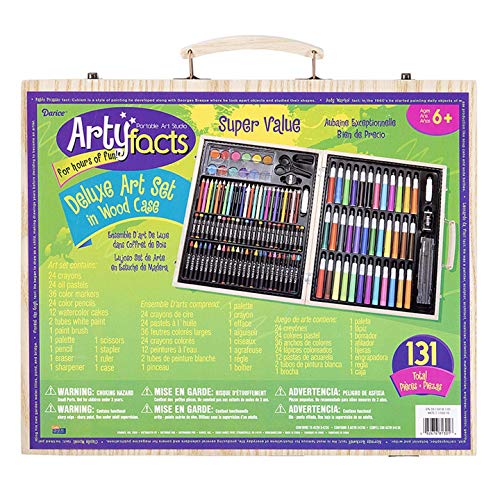 Book Cover Darice (1103-10) 131-Piece Premium Art Set – Art Supplies for Drawing, Painting and More in a Wood Case - Makes a Great Gift for Children and Adults