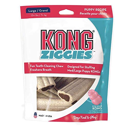KONG - Ziggies - Teeth Cleaning Dog Treats Classic Rubber Toys - Puppy Recipe for Large Puppies (8 Ounce)