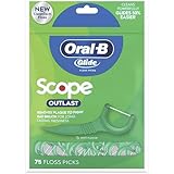 Oral-B Glide Complete with Scope Outlast Dental Floss Picks, Mint, 75 Count