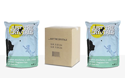 Just the Crystals 2-Pack. Longest Lasting Premium Crystal Cat Litter Absorbs More, Fragrance Free, Best Odor Control. Conveniently Packaged in Two Pre-Measured 4.4lb Bags Per Box (Total 8.8lbs)