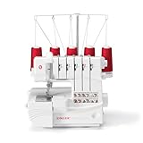 SINGER Professional 14T968DC Heavy-Duty Metal Frame Serger Overlock and Accessory Kit with 2-3-4-5 Stitch Capability, Removeable Trim Trap, 1300 Stitches per minute, & Self Adjusting, White