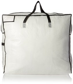 Household Essentials 2622 MightyStor Large Storage Bag with Handles | Clothing and Linen Storage Bag | White Tarp with Black Trim