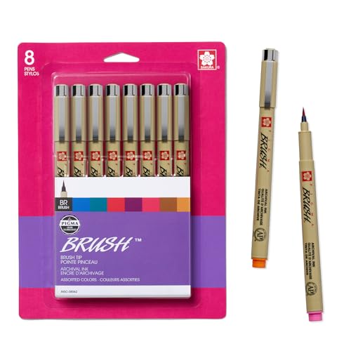 SAKURA Archival Brush Pens, 8 Set, Colors may vary, 8 Piece