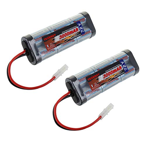 Tenergy 7.2V Battery Pack High Capacity 6-Cell 3000mAh NiMH Flat Battery Pack, Replacement Hobby Battery for RC Car, RC Truck, RC Tank, RC Boat with Standard Tamiya Connector, 2-Pack