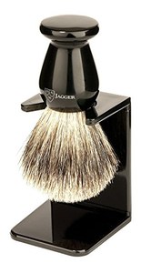 Edwin Jagger 1EJ946SDS Classic Best Badger Hair Exfoliating Shaving Brush with Stand for Shaving Cream or Shaving Soap for Men and Women (Imitation Ebony)